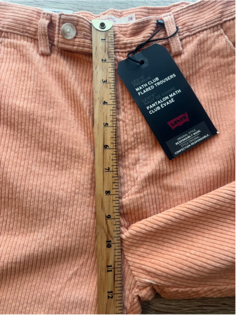NWT Levi's Premium Math Club Flare Corduroy High Rise Trousers Women’s Size 28 - Picture 7 of 9
